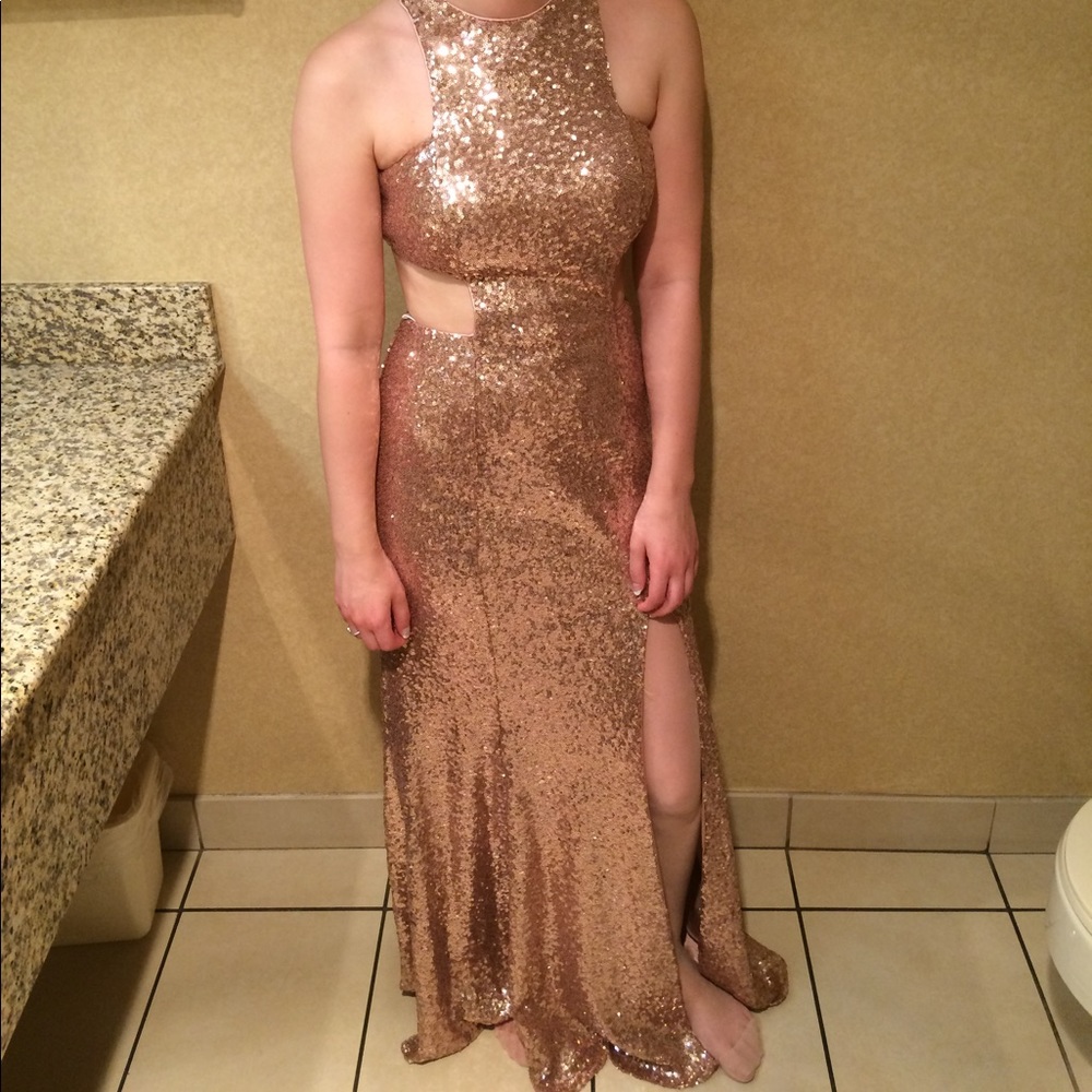 Sparkly rose gold sequin dress